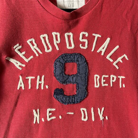 Aeropostale Vintage Y2k Thermal Waffle Henley Mens Size Large Red - Picture 7 of 9